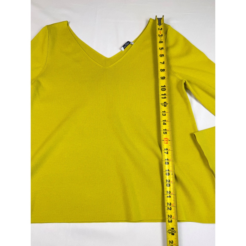 M.M. LaFleur Kara 365 Knit Chartreuse V-Cut Pullover Sweater XL Viscose Top - Picture 5 of 9